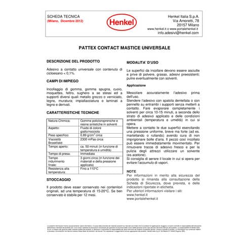 Adesivo a contatto universale Pattex Contact Mastice Universal 125 g - 2852282